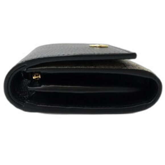 Gucci Compact Flap Wallet GG Marmont Leather Bi fold Black Beige - Picture 4 of 9